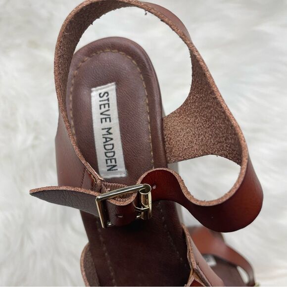 Steve Madden Brown Petrina Wedge Sandal Size 9.5 - Picture 6 of 12